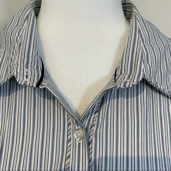 White Blouse with Blue & Black Pin Stripe - Picture 5 of 11